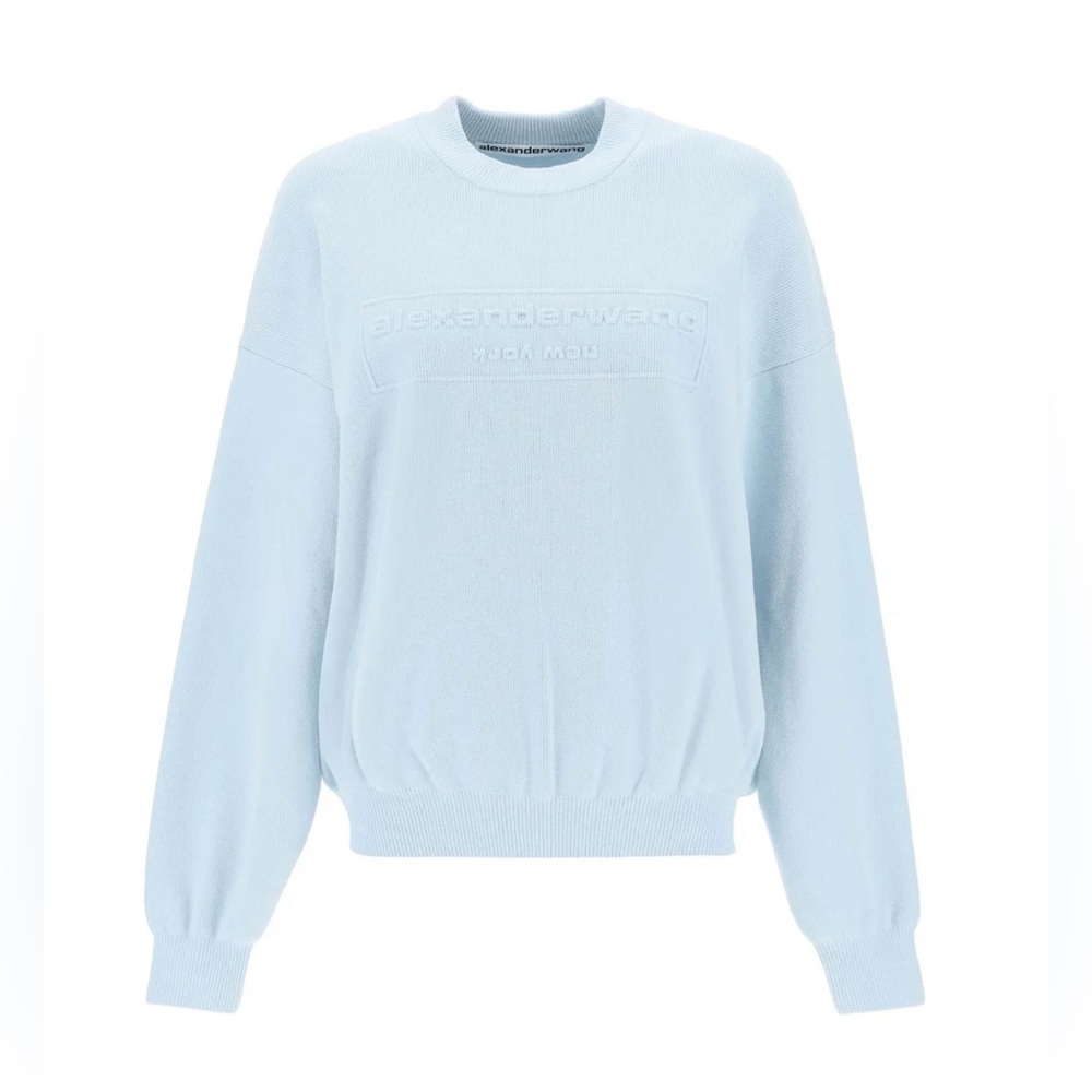 Alexander Wang Logo Chenille Rib Knit Crewneck Pullover S
